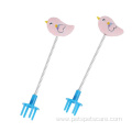 plastic cartoon bird stainless steel spring cat toy